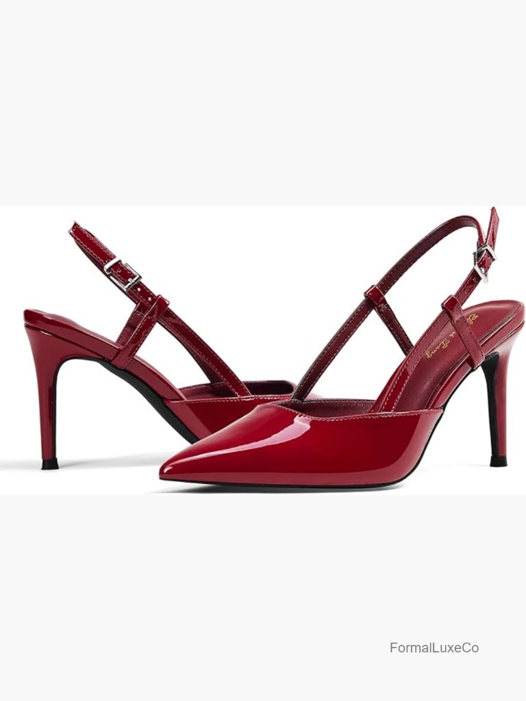 Women's Kitten Heel Slingback Pumps Stiletto 3 Inch Pointed Toe Dressy Party